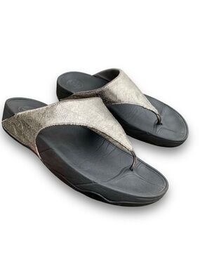 FitFlop Lulu Shimmer Print Flip Flop Comfort Platform Sandal Women’s size 10